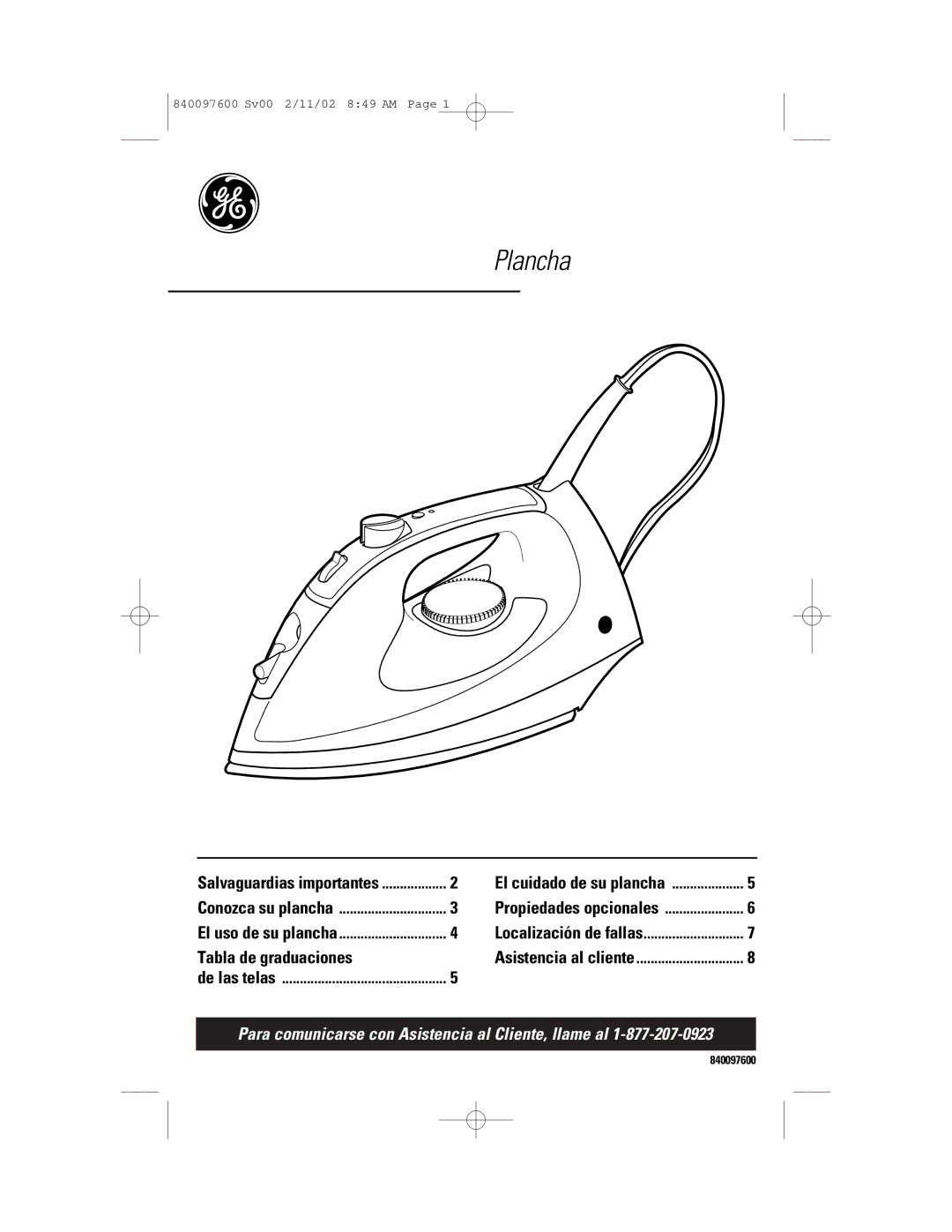 GE 106792, 840097600 manual Plancha 