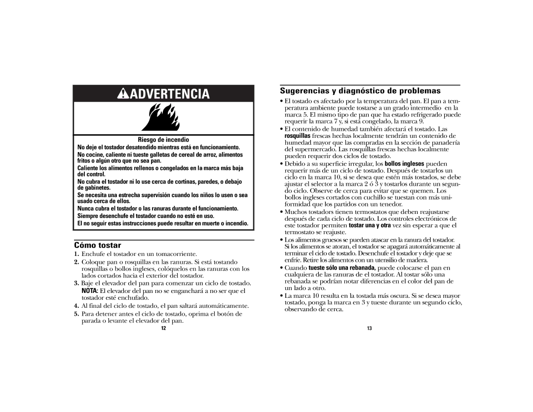 GE 840101900, 169145 manual Cómo tostar, Sugerencias y diagnóstico de problemas 