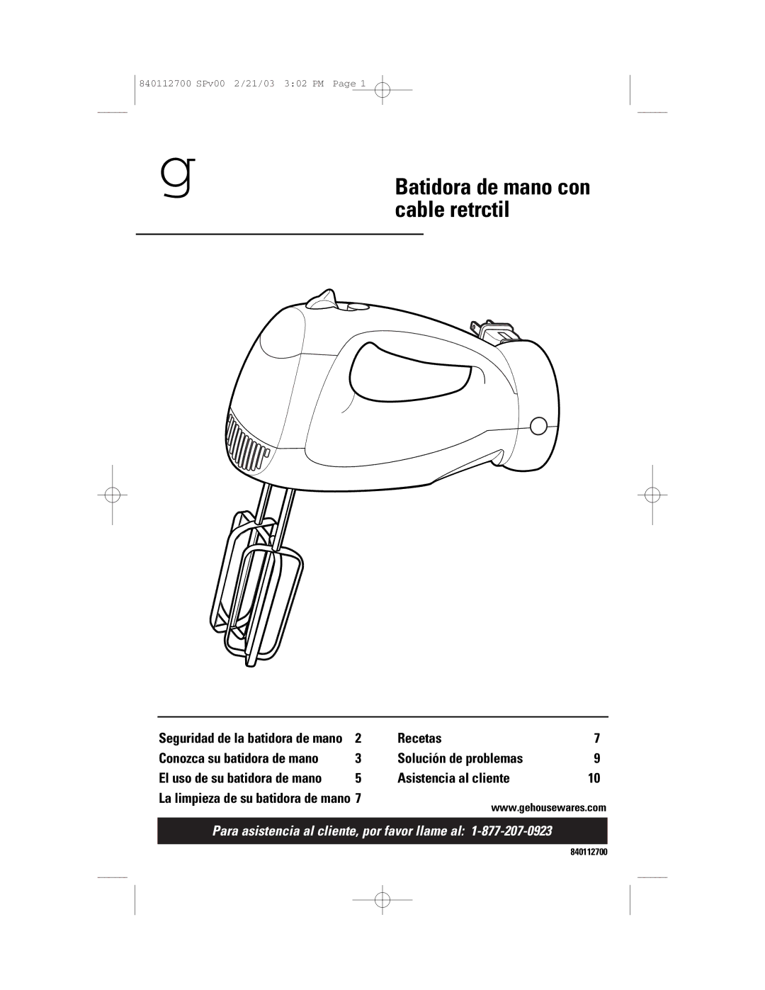 GE 168951, 840112700 manual Conozca su batidora de mano, El uso de su batidora de mano 