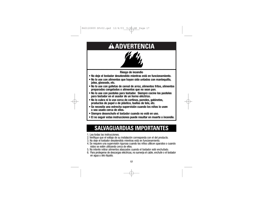 GE 840120800 manual Advertencia 