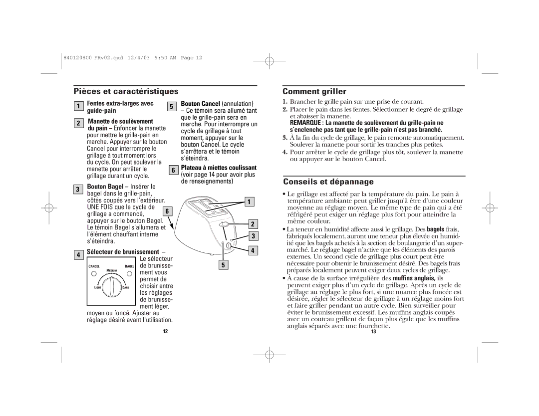 GE 840120800 manual Pièces et caractéristiques Comment griller, Conseils et dépannage, Bouton Cancel annulation 