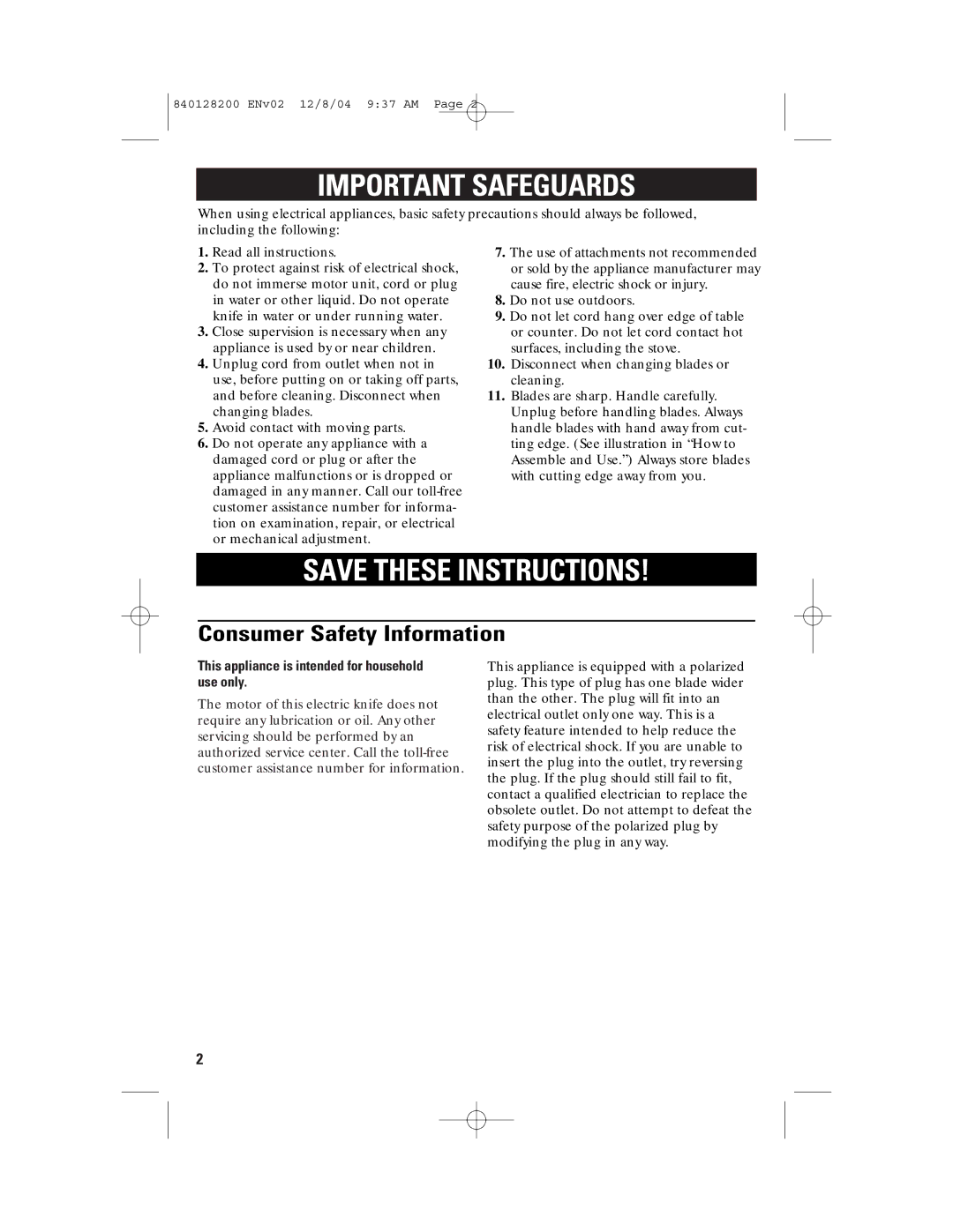 GE 169023, 840128200, 169020 manual Important Safeguards, Consumer Safety Information 