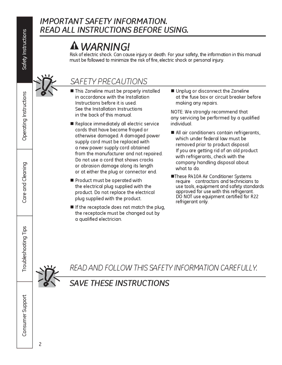 GE 8500 Series installation instructions Safety Precautions 