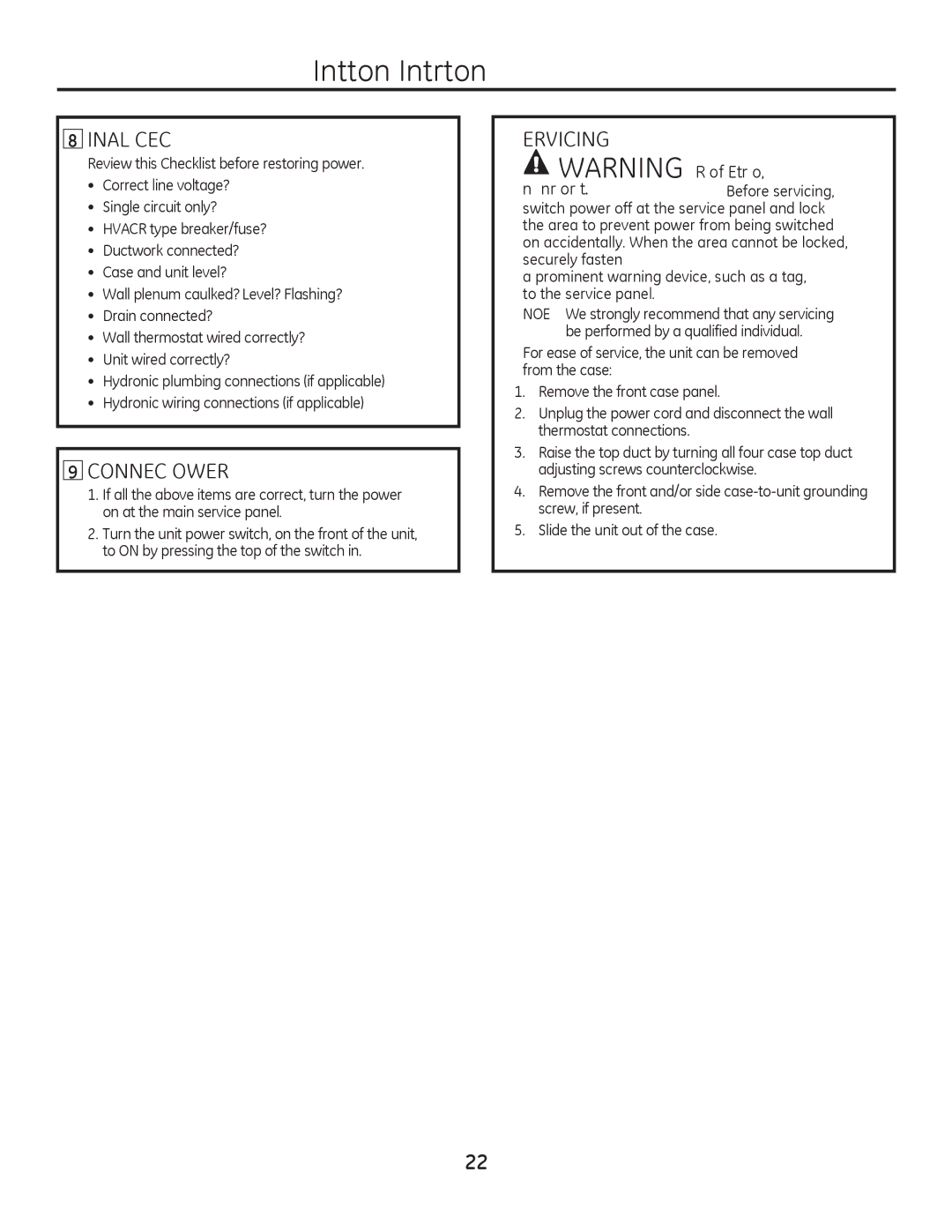 GE 8500 Series installation instructions Final Check, Connect Power, Servicing 