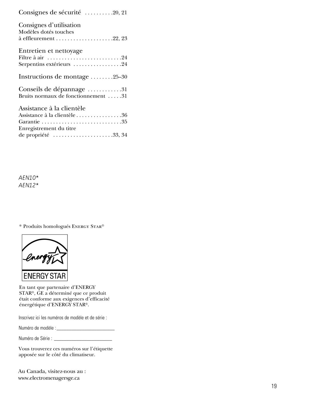 GE 880 installation instructions Consignes de sécurité Consignes d’utilisation 