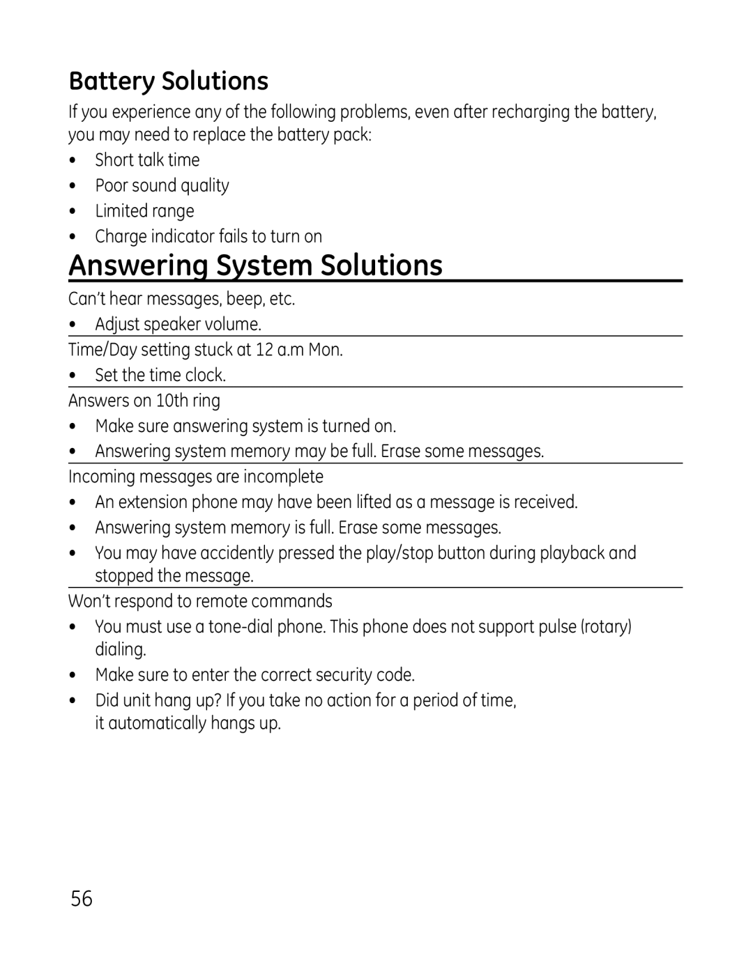 GE 28821xx3, 881, 28821xx4, 28821xx6, 28821xx5, 28821 Series, 28821xx2, 28801, 0007 Answering System Solutions, Battery Solutions 