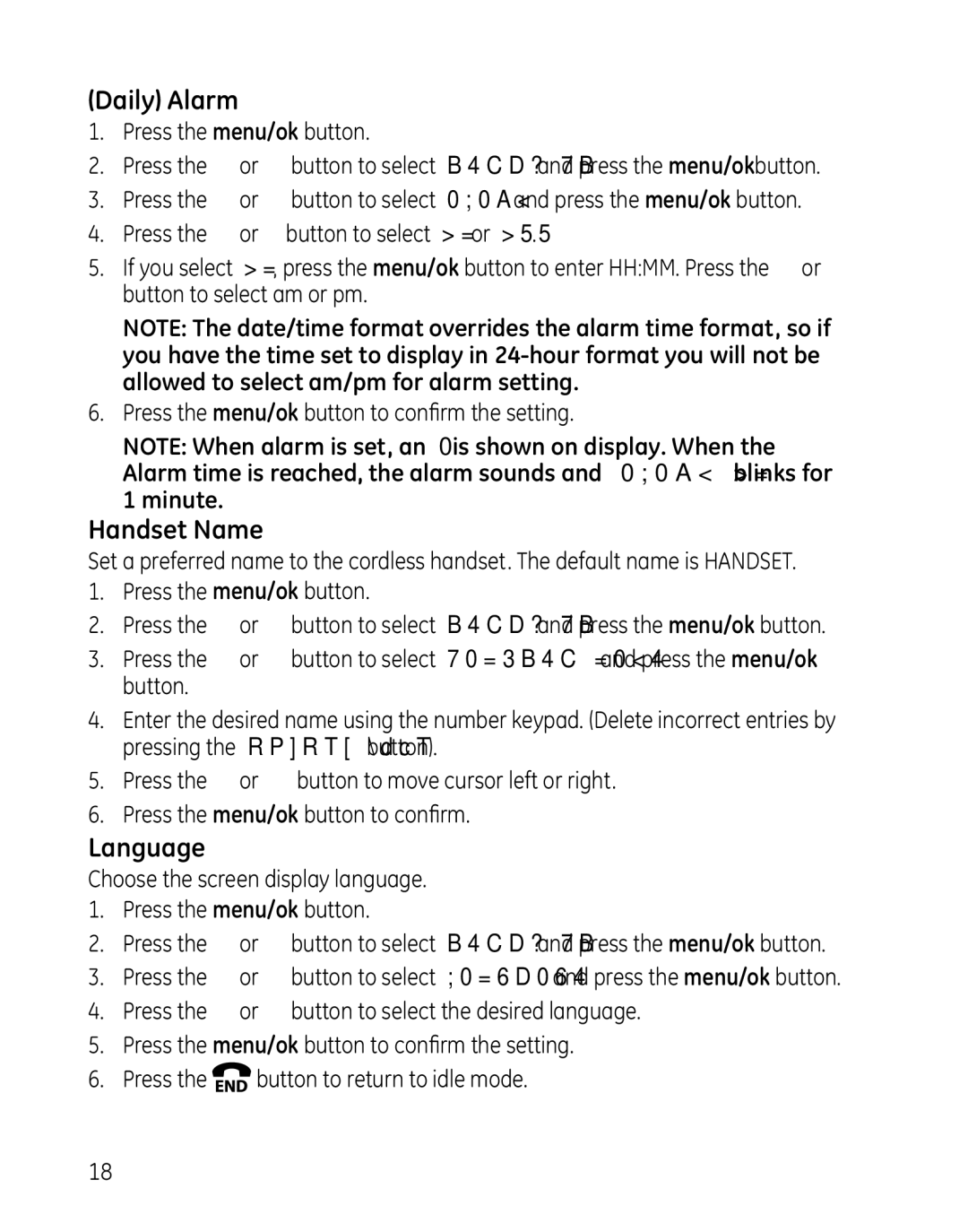 GE 28861xx2, 000479, 28861xx3 manual Daily Alarm, Handset Name, Language 