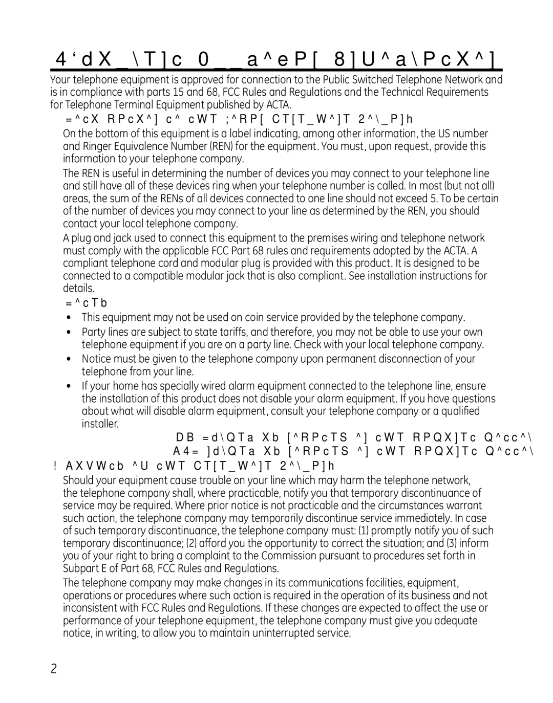 GE 28861xx3, 000479, 28861xx2 manual Equipment Approval Information, Notification to the Local Telephone Company 