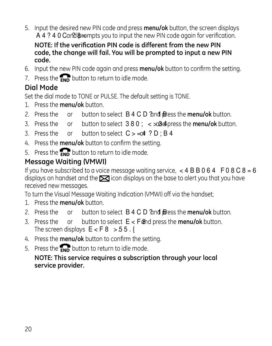 GE 000479, 28861xx3, 28861xx2 manual Dial Mode, Message Waiting Vmwi 