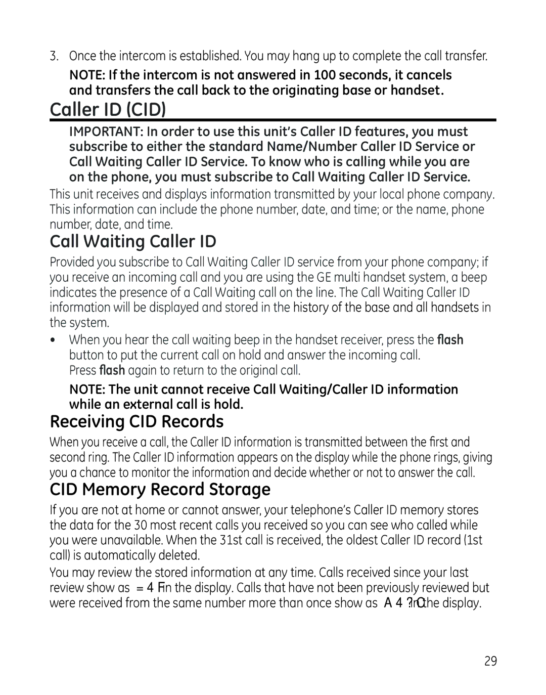 GE 000479, 28861xx3, 28861xx2 manual Receiving CID Records, CID Memory Record Storage 