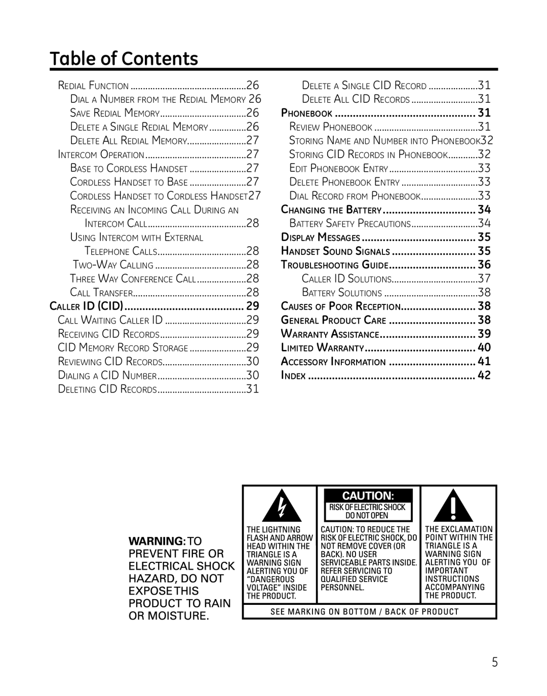 GE 000479, 28861xx3, 28861xx2 manual Changing the Battery 