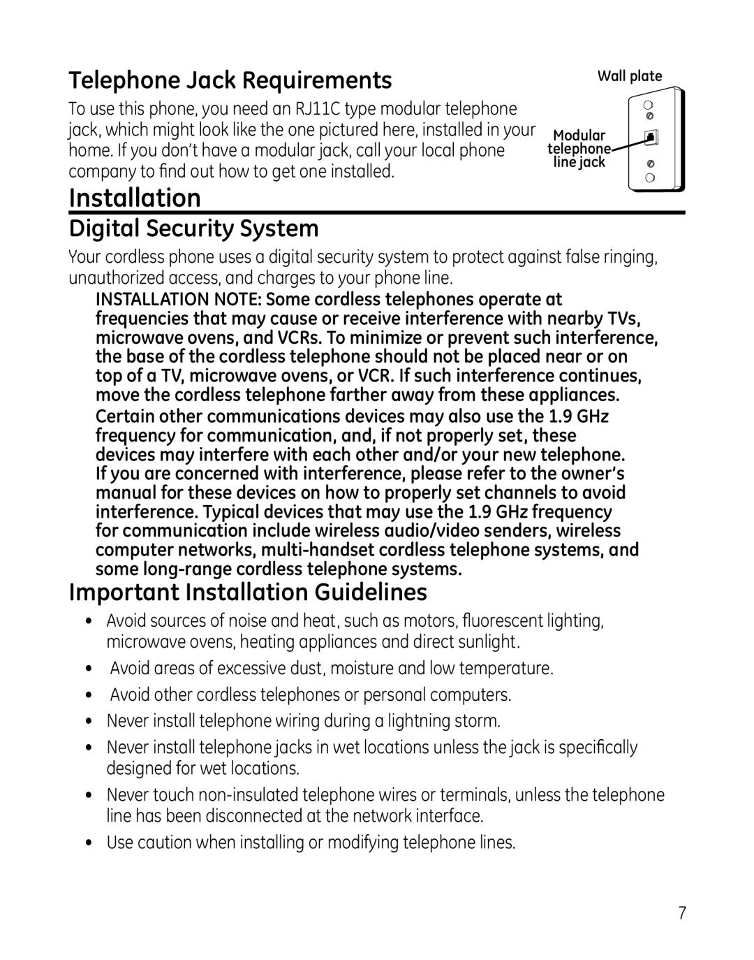 GE 28861xx3, 000479, 28861xx2 Telephone Jack Requirements, Digital Security System, Important Installation Guidelines 