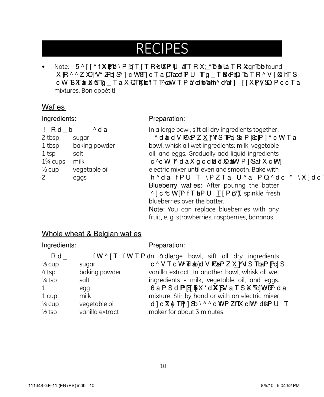 GE 898678 manual Recipes, Waffles 