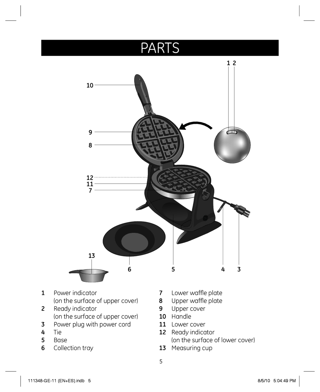 GE 898678 manual Parts 