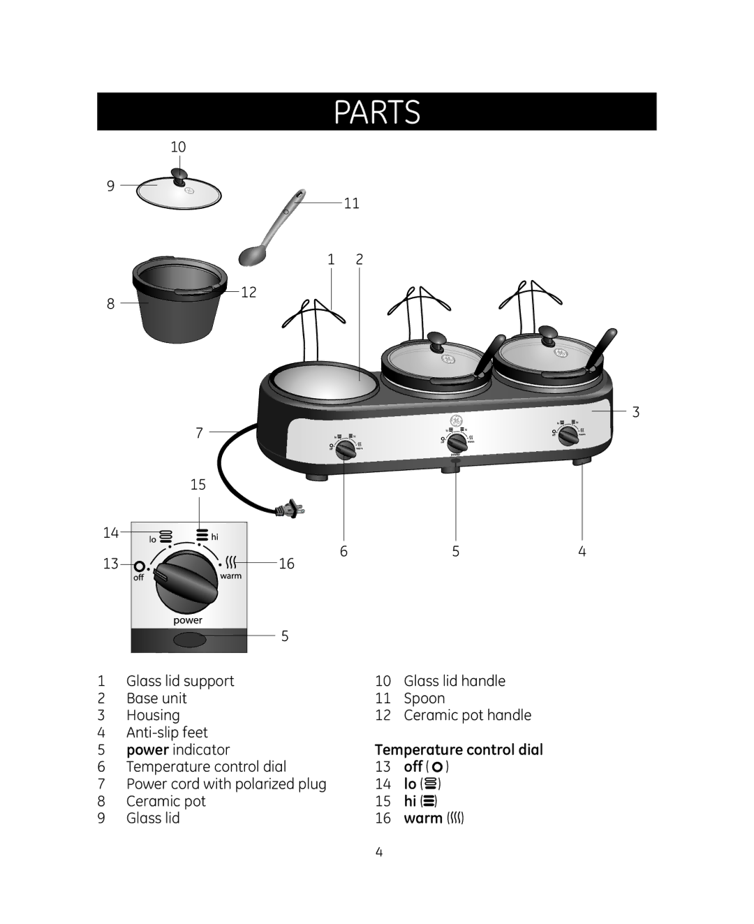 GE 898680 manual Parts 