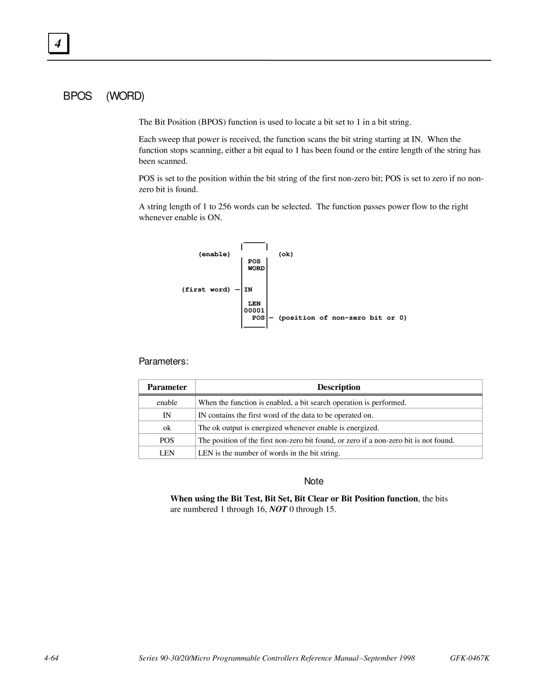 GE 90-30/20/Micro manual Bpos Word, Pos 