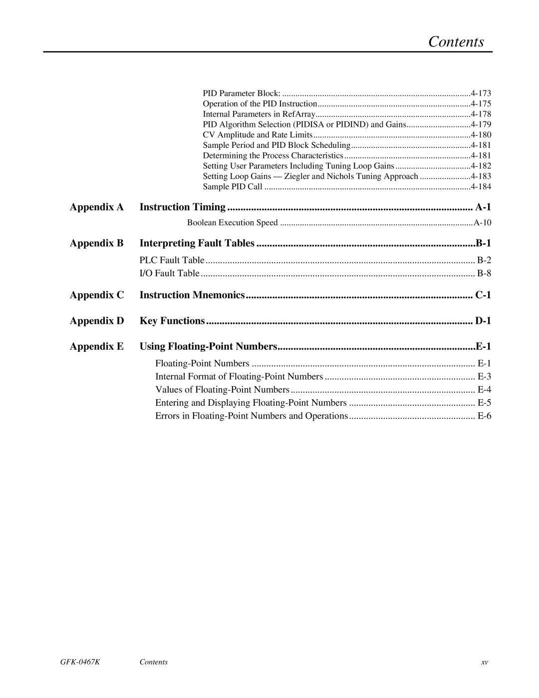 GE 90-30/20/Micro manual Appendix a Instruction Timing 