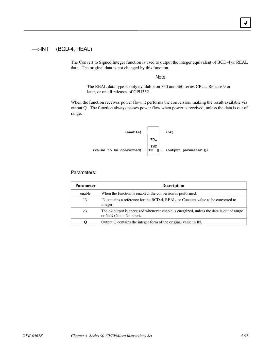 GE 90-30/20/Micro manual INT BCD-4, Real 