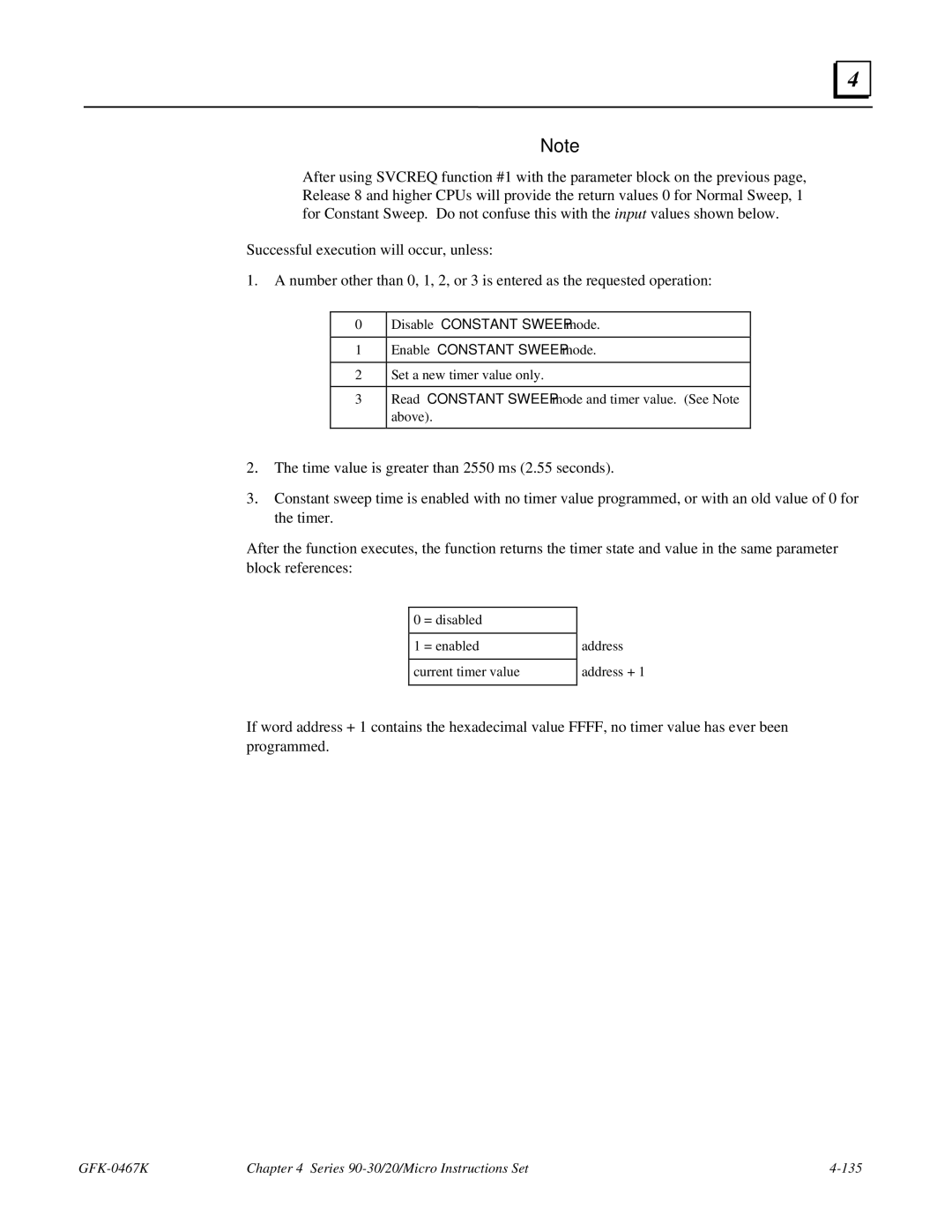 GE 90-30/20/Micro manual Disable Constant Sweep mode Enable Constant Sweep mode 