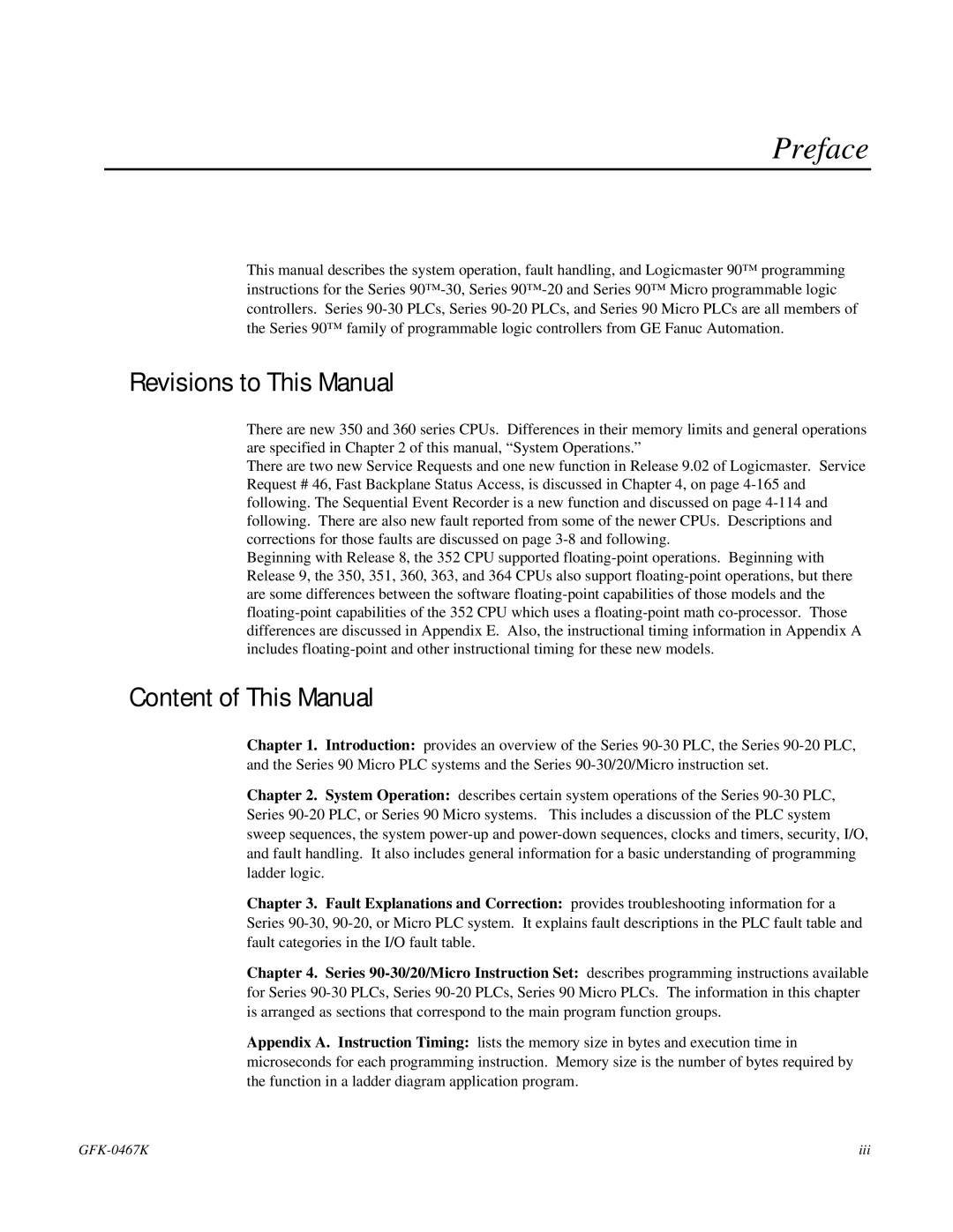 GE 90-30/20/Micro manual Preface 