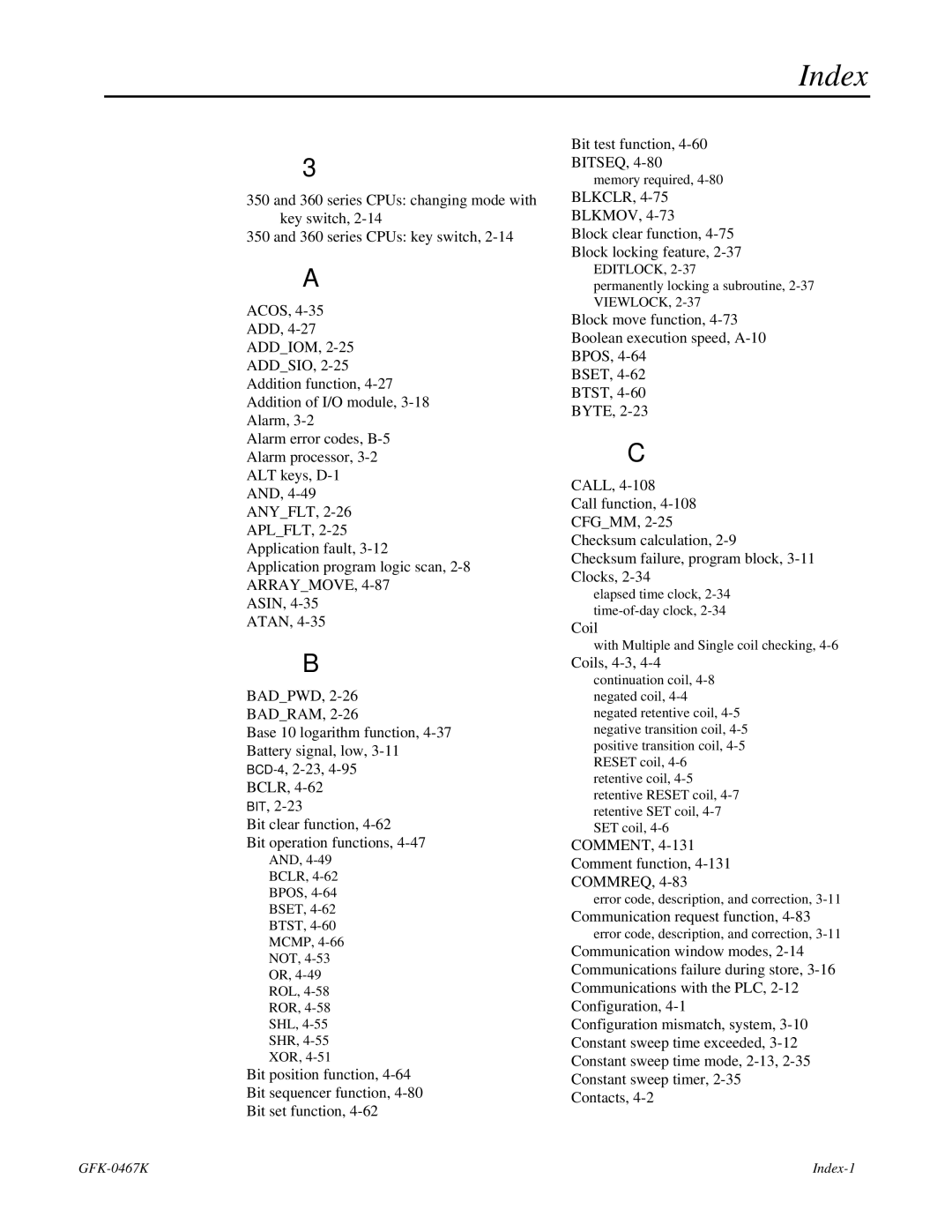 GE 90-30/20/Micro manual Index, Editlock 