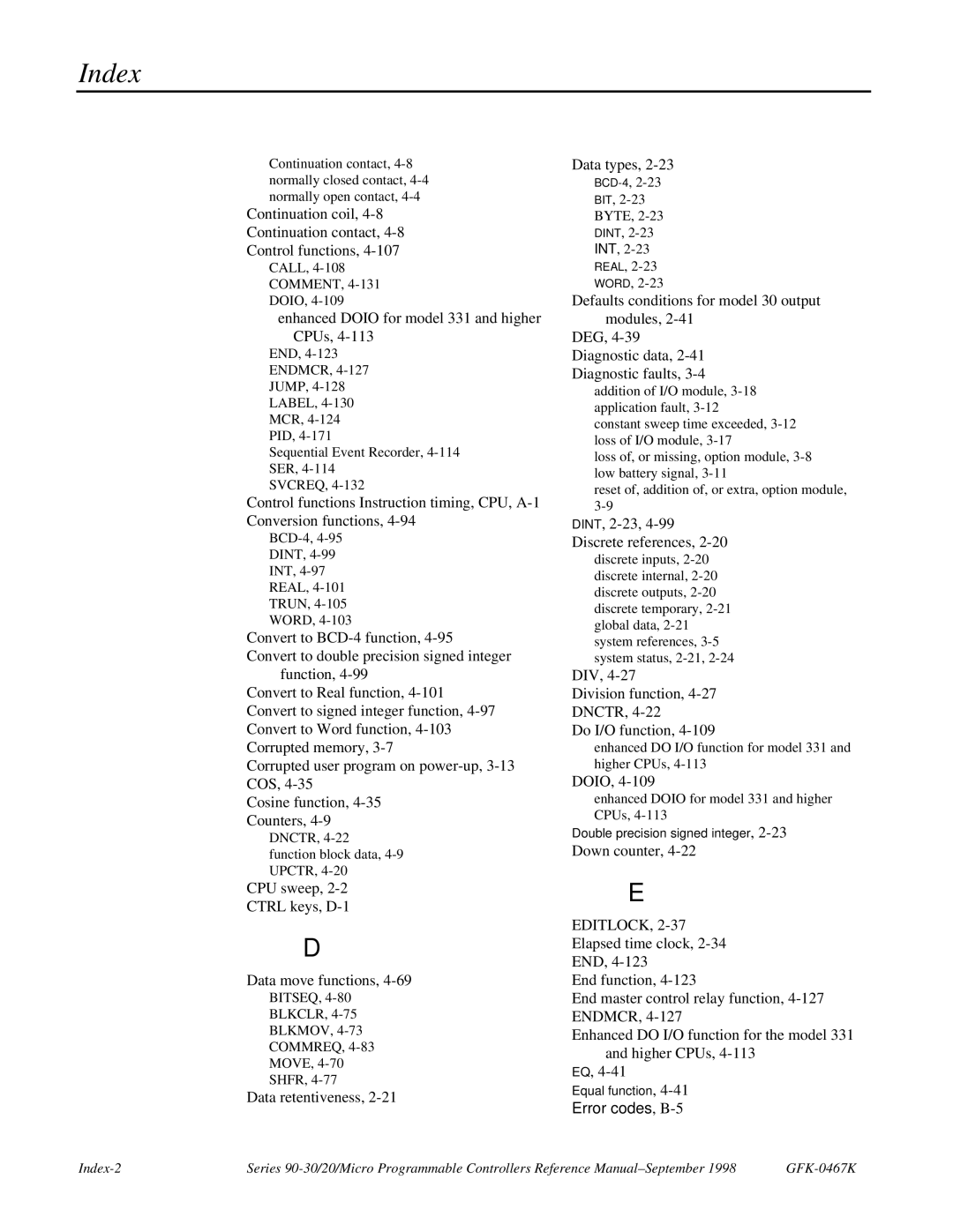 GE 90-30/20/Micro manual Index, Commreq 