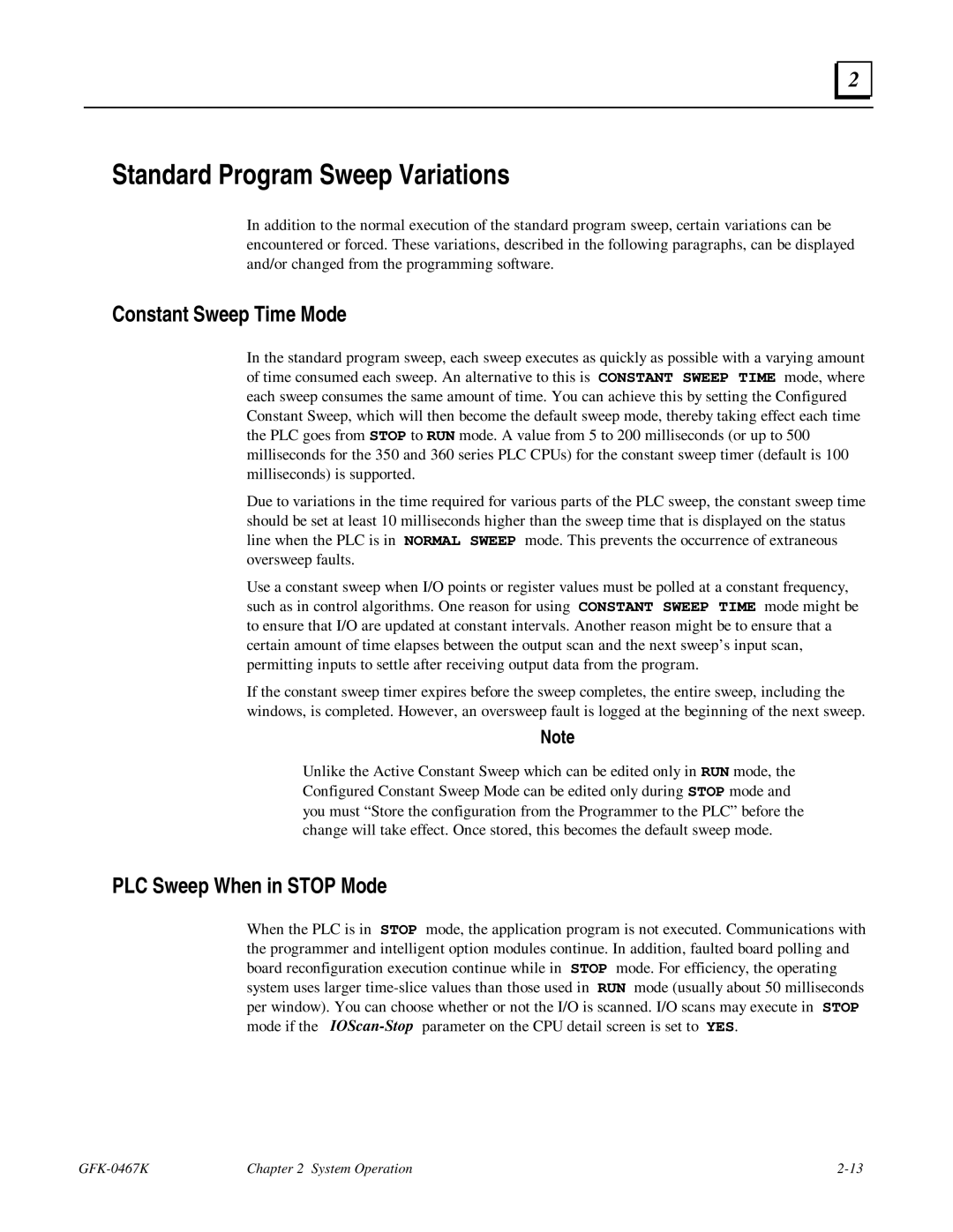 GE 90-30/20/Micro manual Standard Program Sweep Variations, Constant Sweep Time Mode 