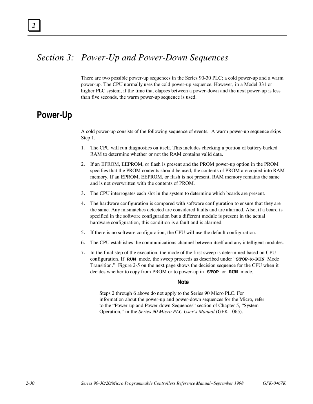 GE 90-30/20/Micro manual Power-Up and Power-Down Sequences 