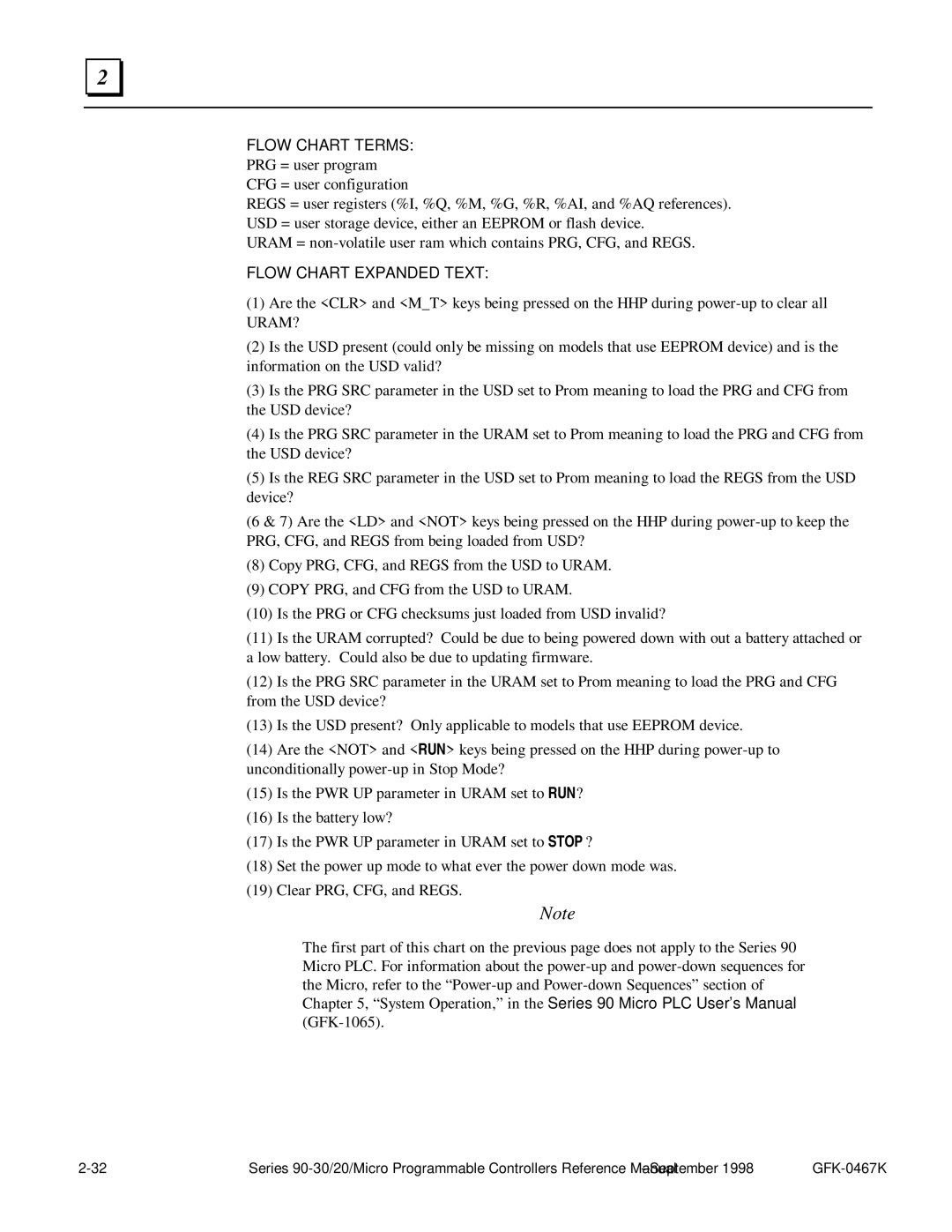 GE 90-30/20/Micro manual Flow Chart Terms 