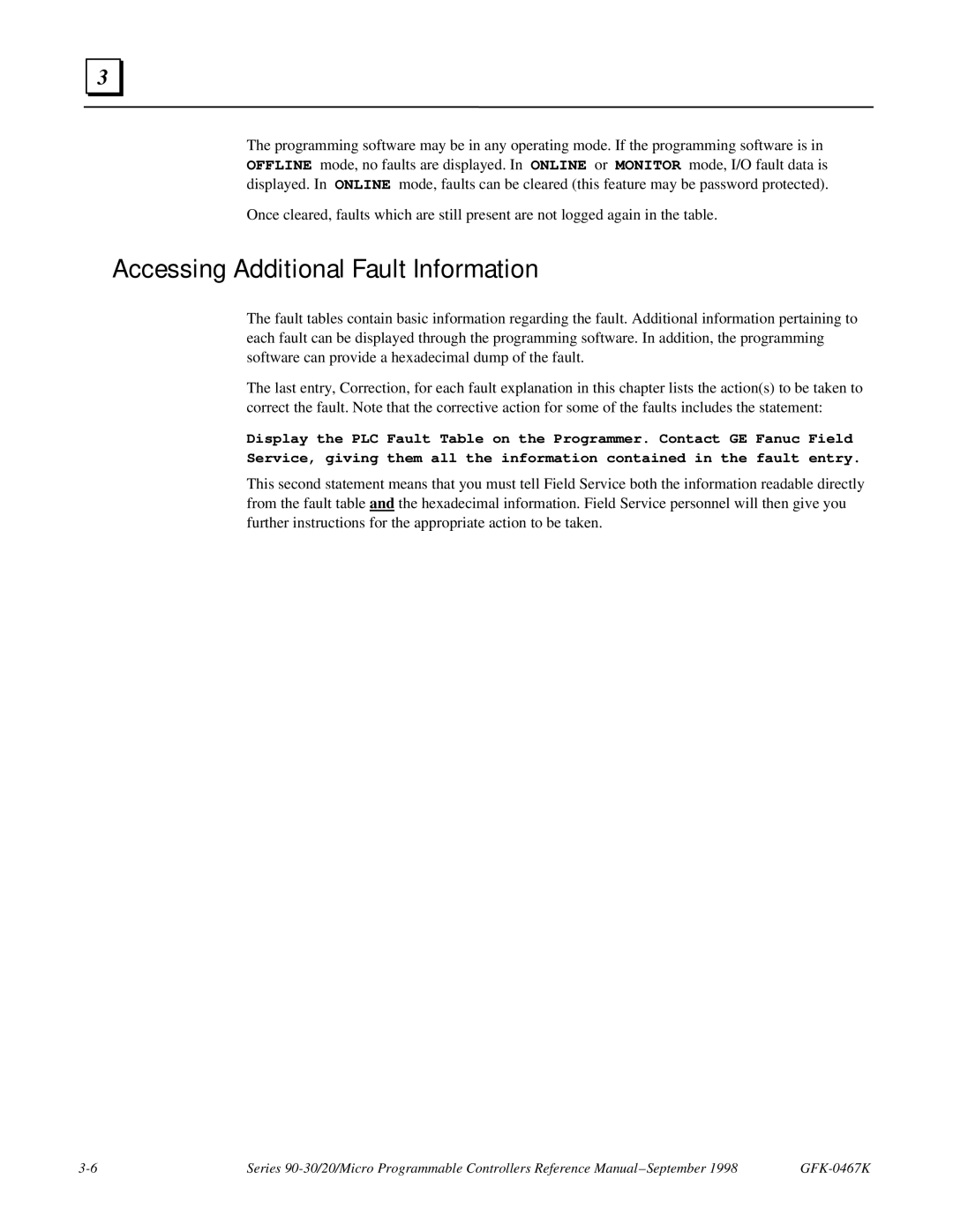 GE 90-30/20/Micro manual Accessing Additional Fault Information 