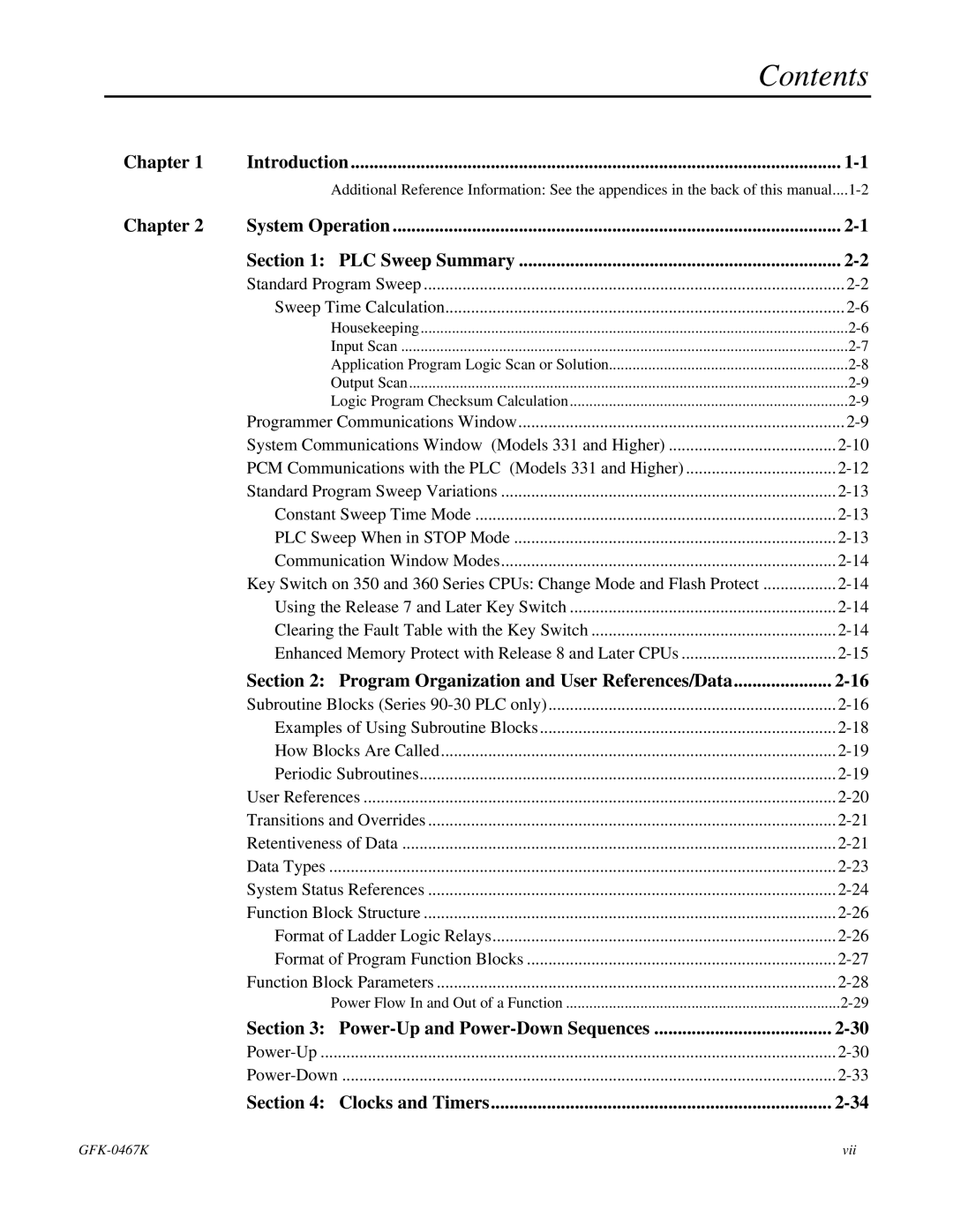 GE 90-30/20/Micro manual Contents 