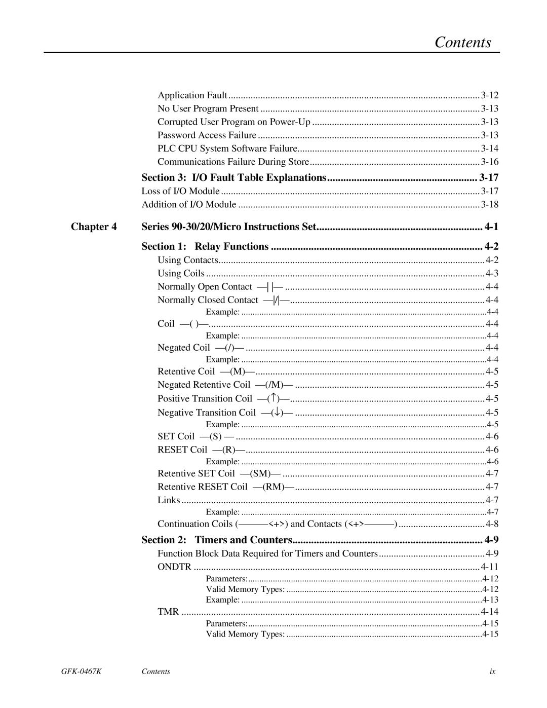 GE 90-30/20/Micro manual O Fault Table Explanations 