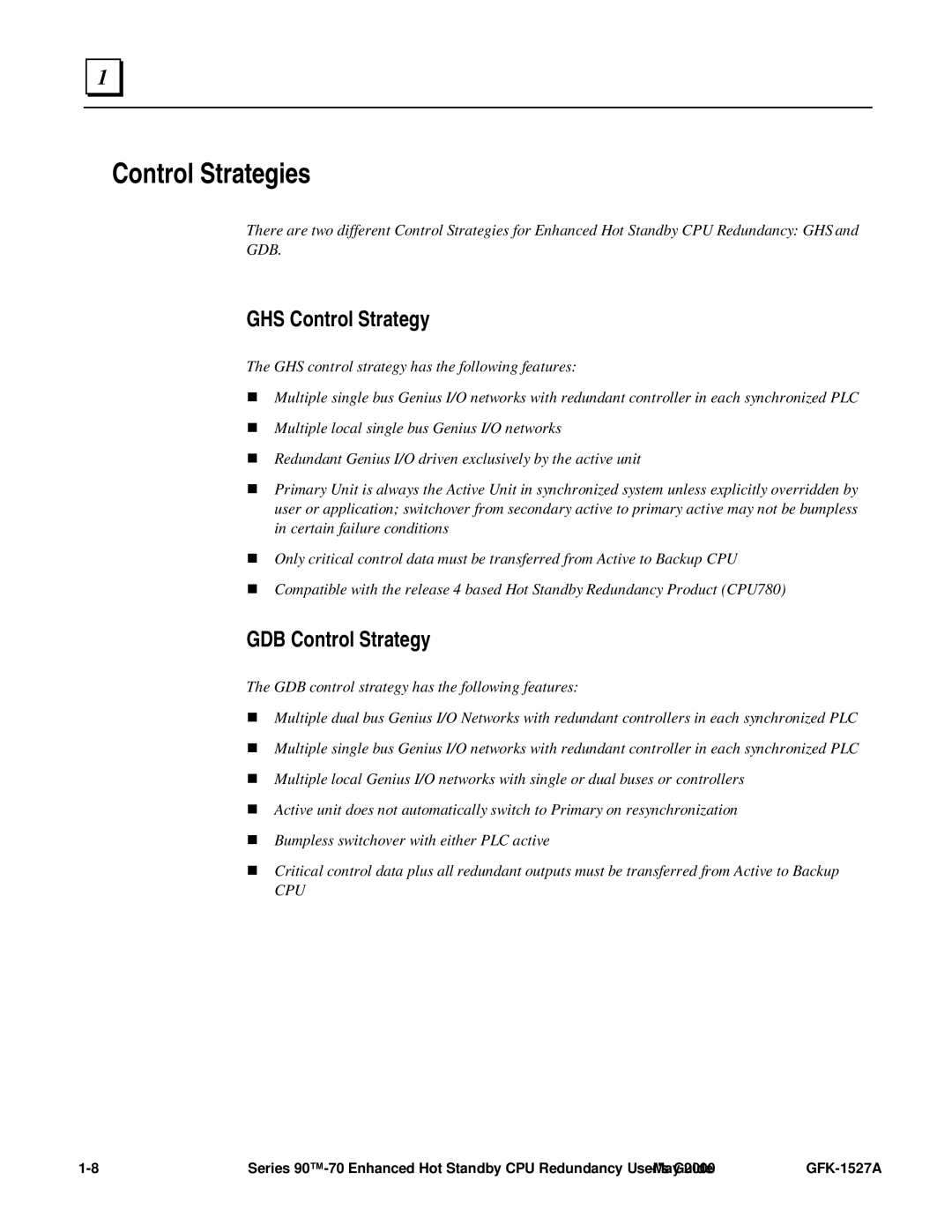 GE 90-70 manual Control Strategies, GHS Control Strategy, GDB Control Strategy 