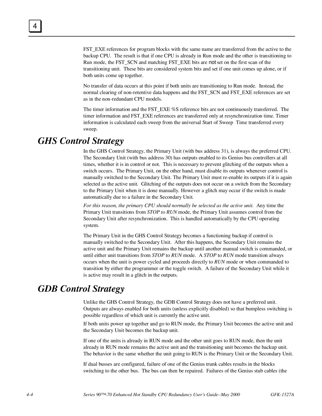 GE 90-70 manual GHS Control Strategy, GDB Control Strategy 