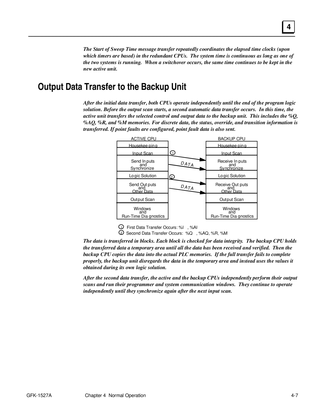 GE 90-70 manual Output Data Transfer to the Backup Unit, AT a 