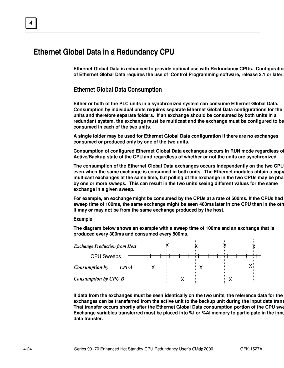 GE 90-70 manual Ethernet Global Data in a Redundancy CPU, Ethernet Global Data Consumption 