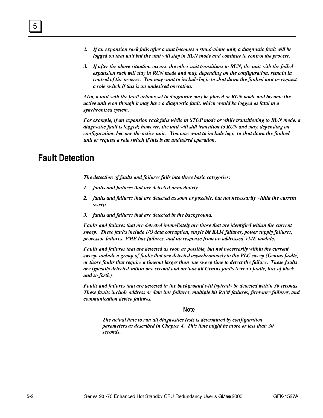 GE 90-70 manual Fault Detection 