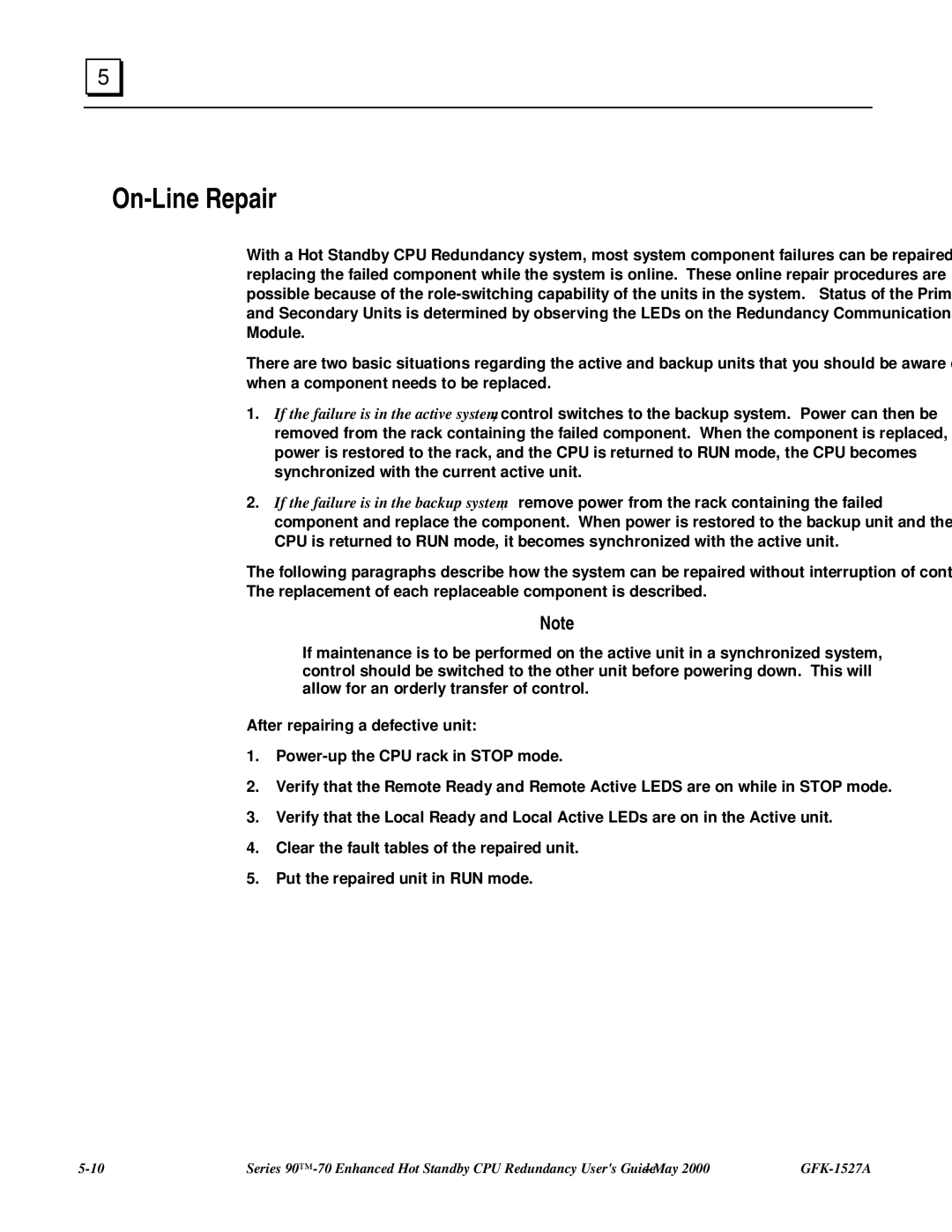 GE 90-70 manual On-Line Repair 