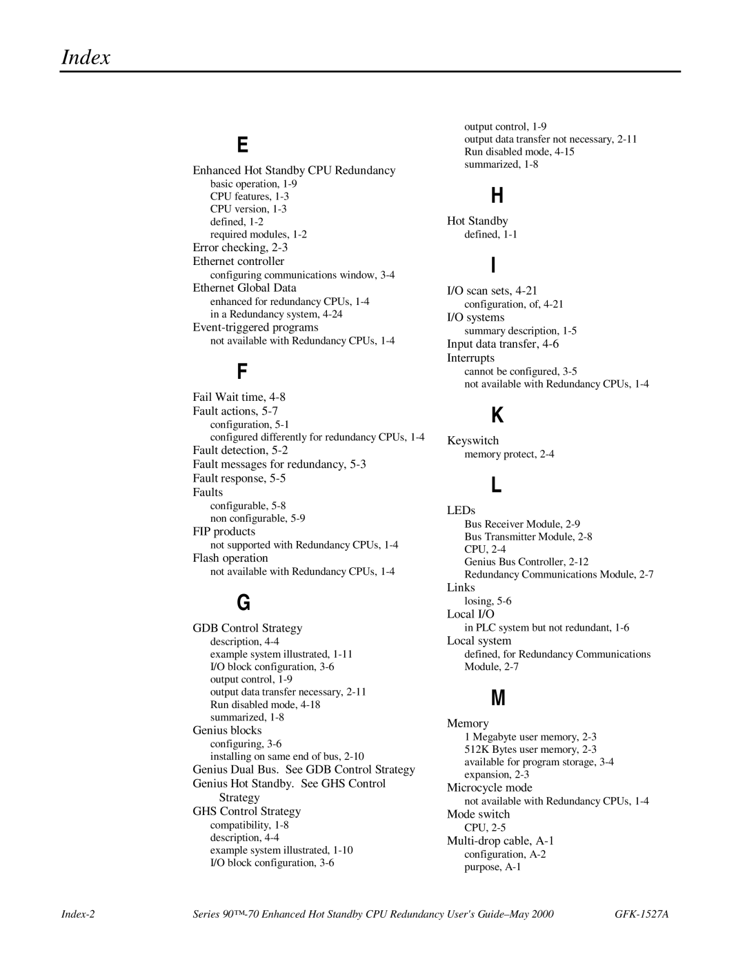 GE 90-70 manual Index 