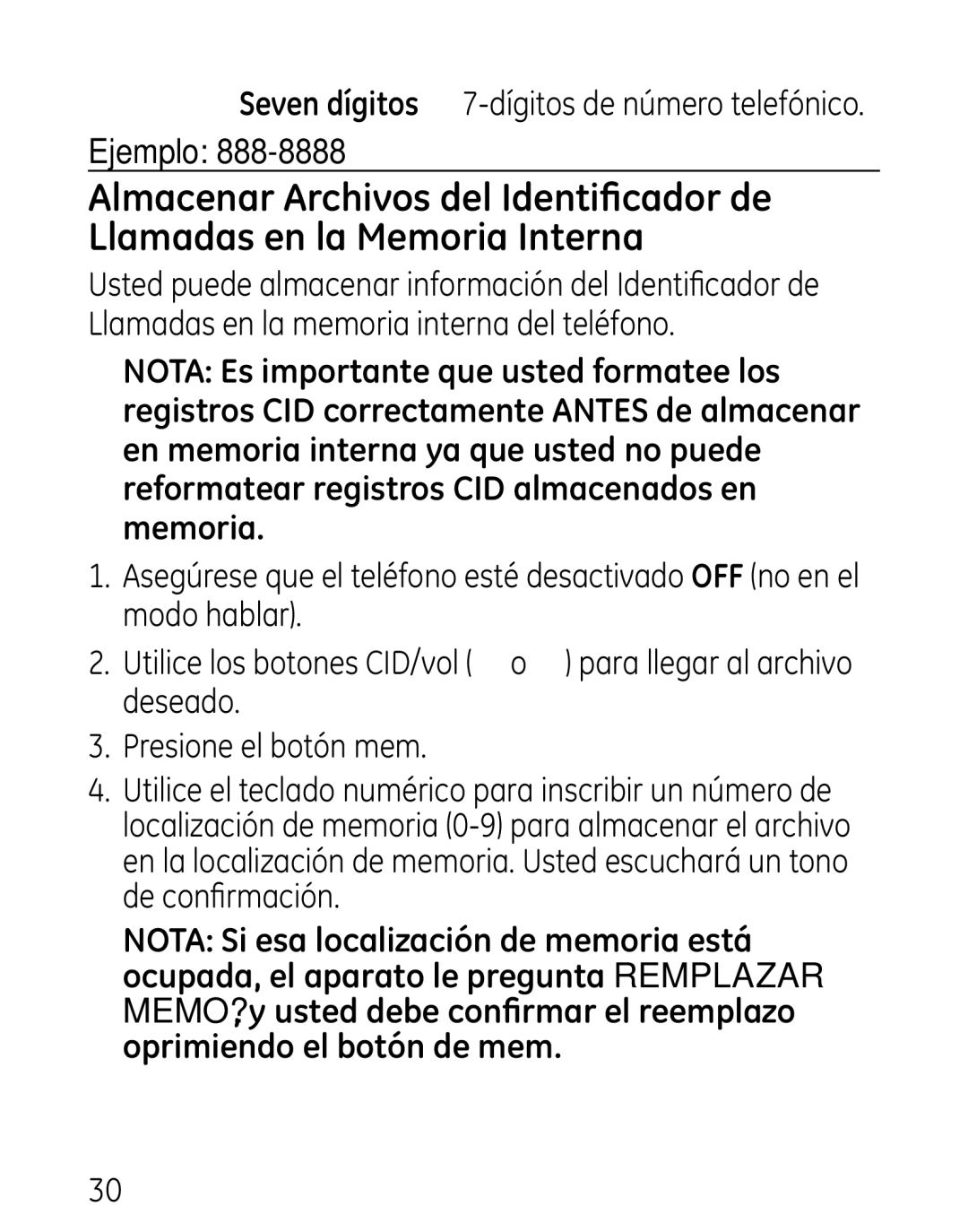 GE 00016, 7906 manual Ejemplo 