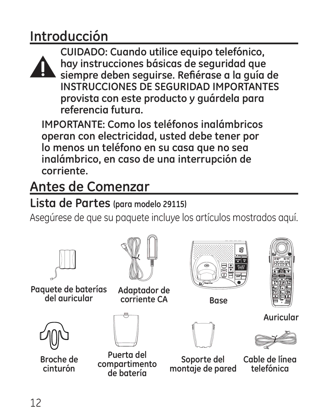 GE 9115, 00018 manual Introducción, Antes de Comenzar 