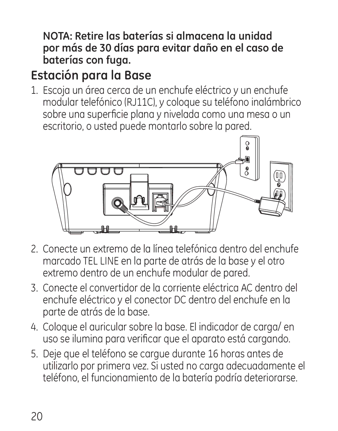 GE 9115, 00018 manual Estación para la Base 