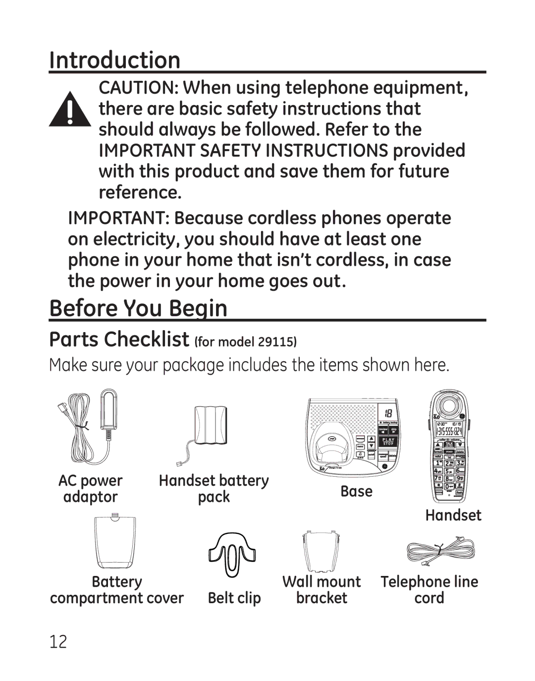 GE 9115, 00018 manual Introduction, Before You Begin 