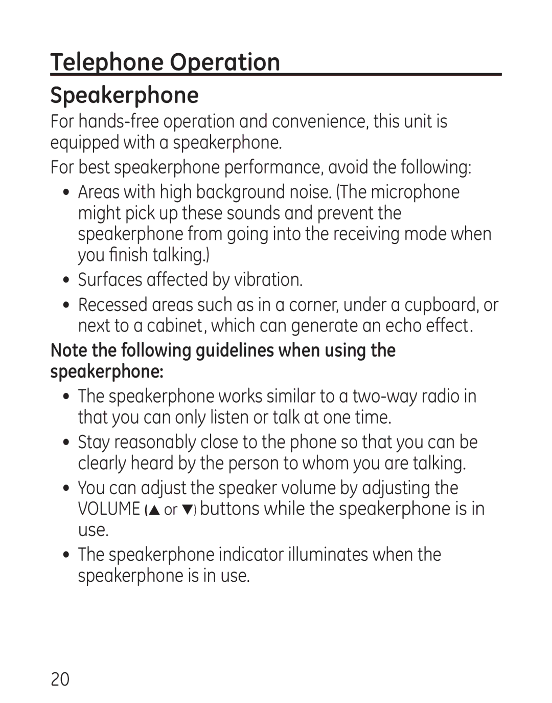 GE 9579, 0001957 manual Telephone Operation, Speakerphone 