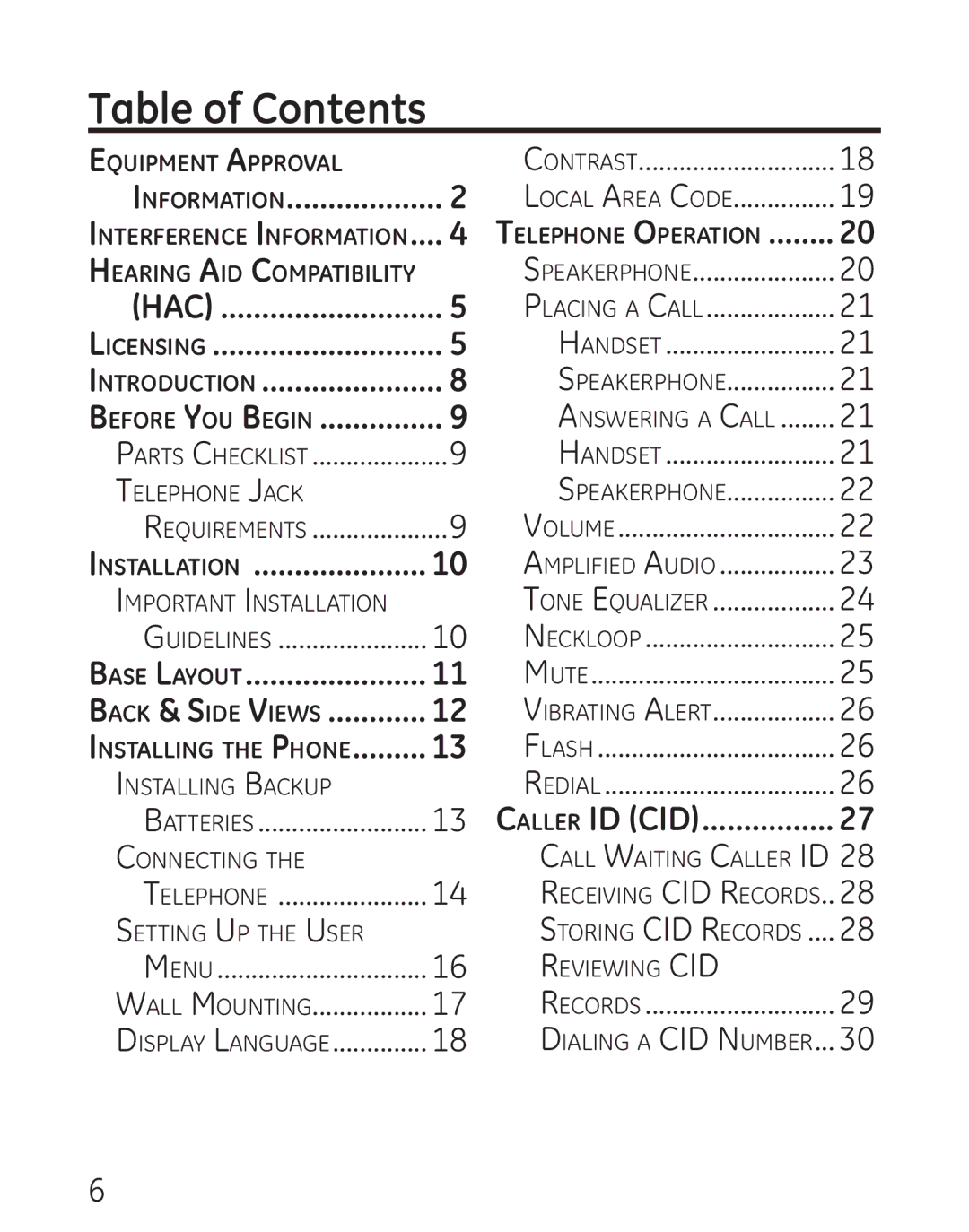 GE 9579, 0001957 manual Table of Contents 