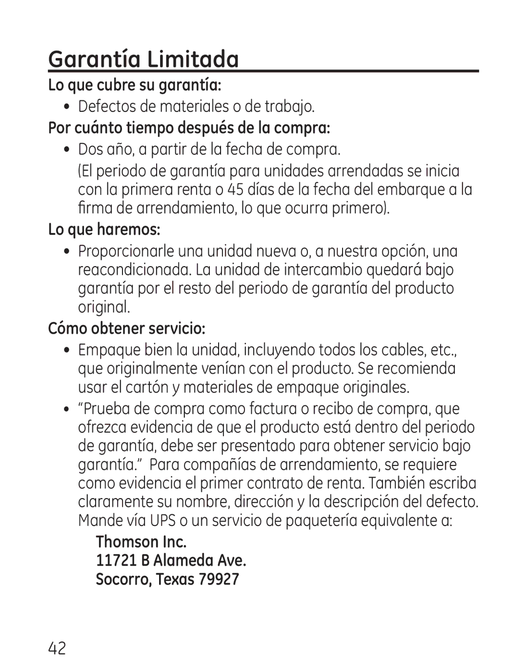 GE 9579, 0001957 manual Garantía Limitada, Por cuánto tiempo después de la compra 