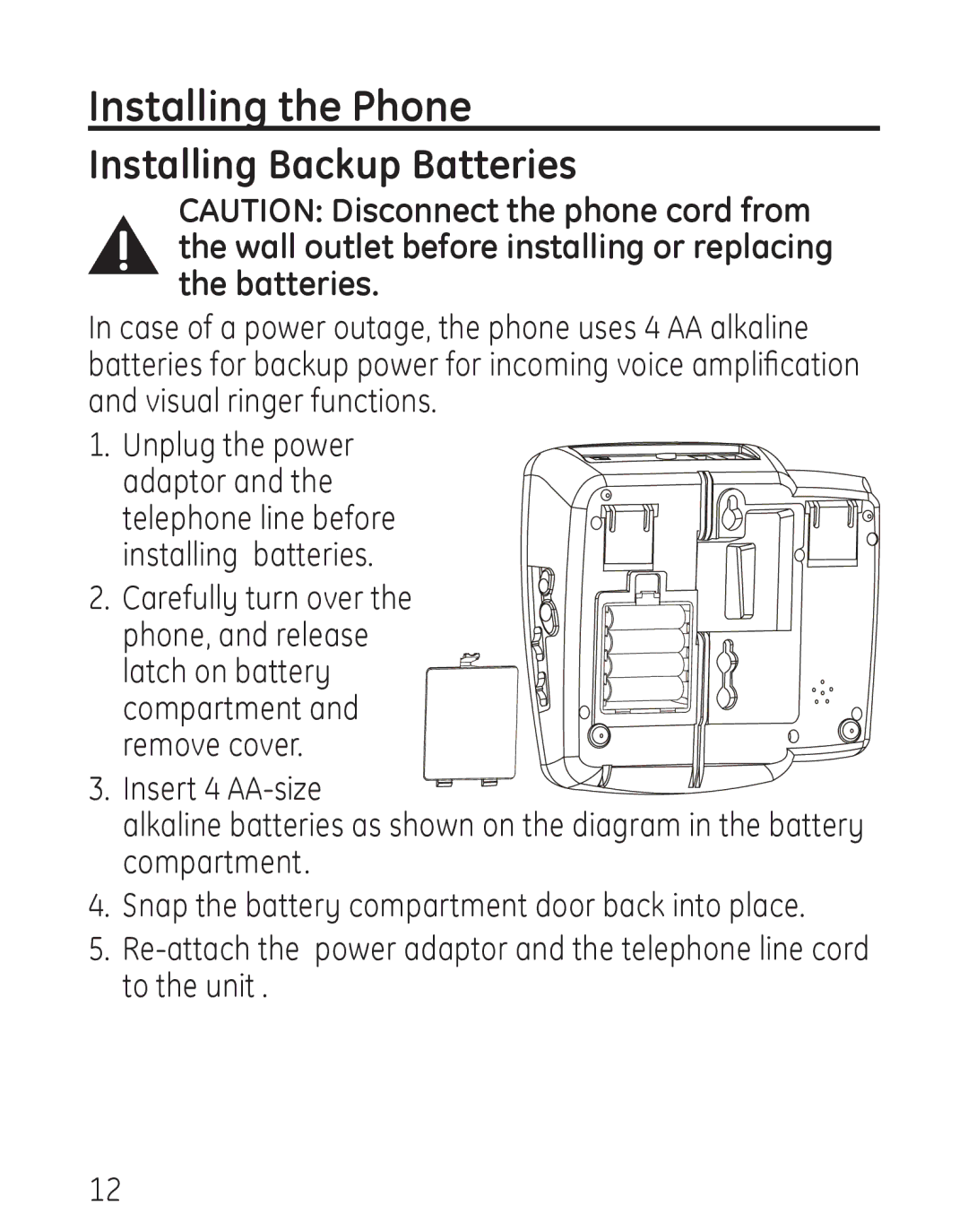 GE 958, 00019317 manual Installing the Phone, Installing Backup Batteries, Carefully turn over 