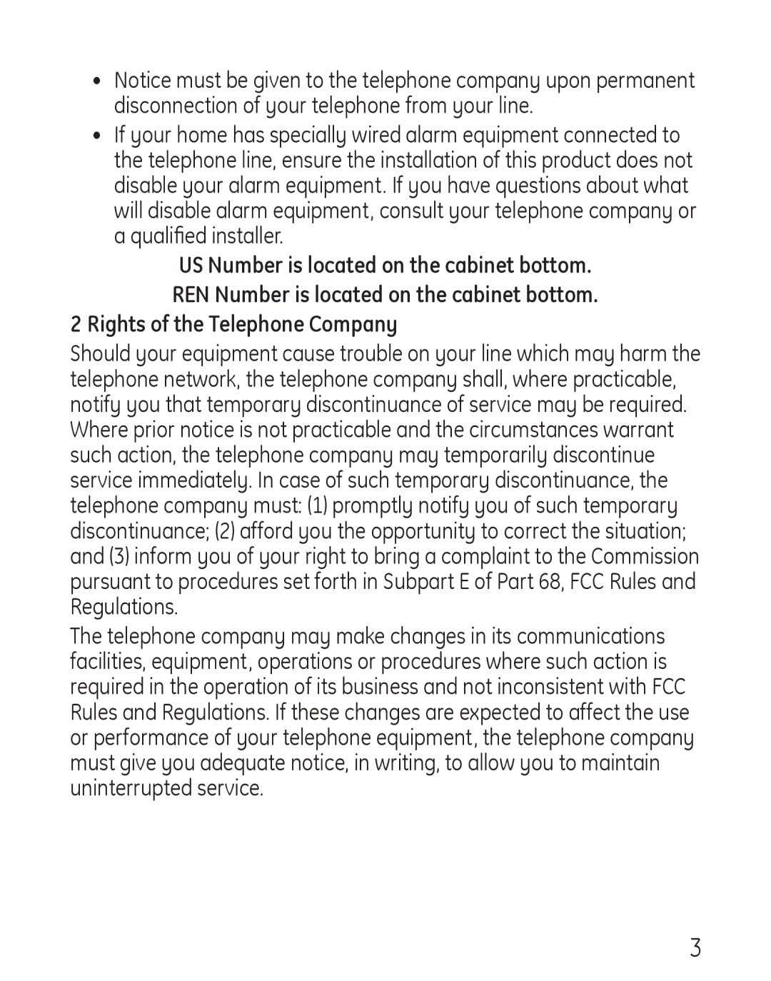 GE 00019317, 958 manual Rights of the Telephone Company 