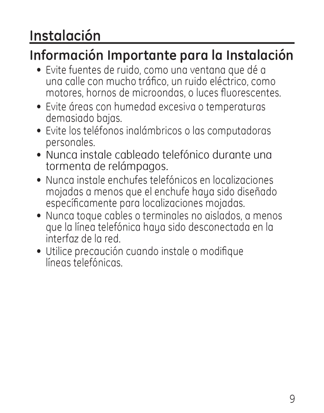 GE 00019317, 958 manual Información Importante para la Instalación 