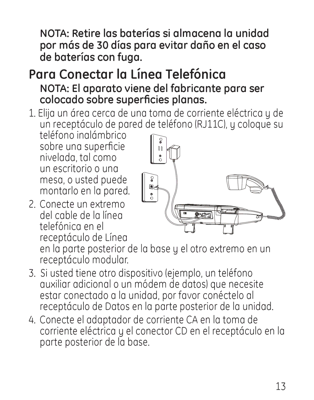 GE 00019317, 958 manual Para Conectar la Línea Telefónica 